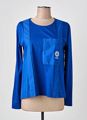 Top elasticitate mâneci lungi albastru HIGH femeie