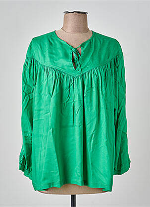 Bluză țesătură poplin mâneci lungi verde INDIES femeie