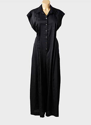 Salopetă-pantalon închidere cu nasturi pe față mâneci scurte negru HIGH femeie