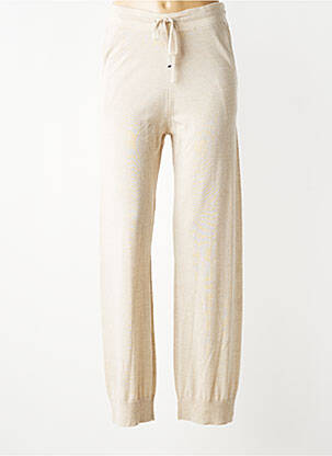 Pantalon drept talie elastică bej NOTSHY femeie