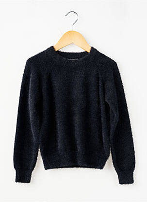 Pulover tricot tricot pufos mâneci lungi negru HAPPY STAR fată