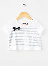 Tricou elasticitate mâneci scurte alb IKKS fille