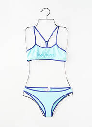 Costum de baie din două piese efect material satinat albastru PEPE JEANS fille