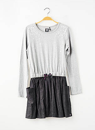 Rochie midi guler rotund mâneci lungi gri SORRY 4 THE MESS fată