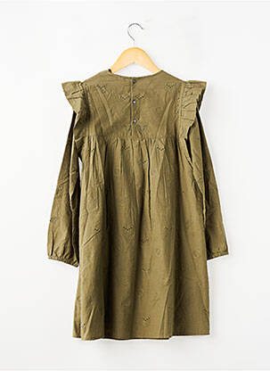 Rochie midi închidere presată mâneci lungi verde IKKS fată