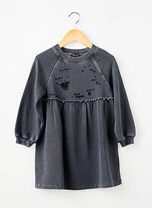 Rochie midi guler rotund mâneci lungi gri IKKS fată
