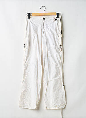 Pantalon drept țesătură poplin mărime normală alb I.CODE (By IKKS) femeie
