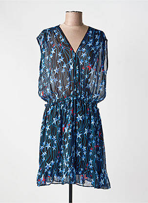 Rochie midi imprimeu fantezie mâneci scurte albastru GRACE & MILA femeie