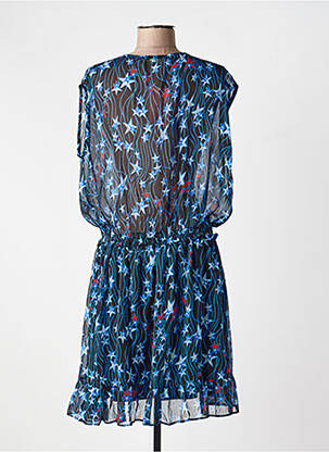 Rochie midi imprimeu fantezie mâneci scurte albastru GRACE & MILA femeie