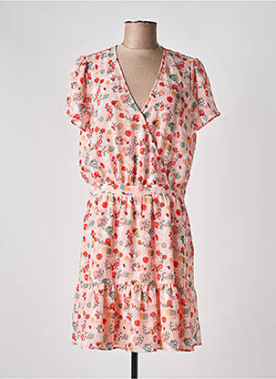 Rochie midi imprimeu fantezie mâneci scurte roz I.CODE (By IKKS) femeie