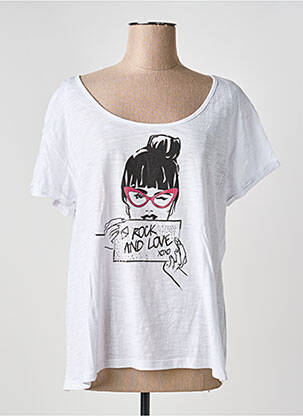 Tricou serigrafie flockată mâneci scurte alb LCOUTURE femeie
