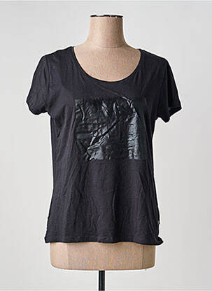 Tricou serigrafie flockată mâneci scurte negru I.CODE (By IKKS) femeie