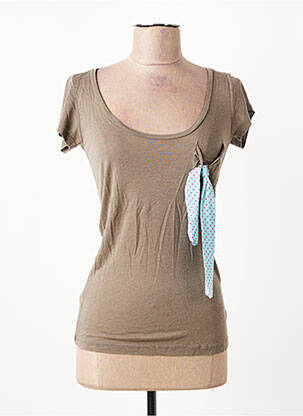 Tricou elasticitate mâneci scurte maro I.CODE (By IKKS) femeie