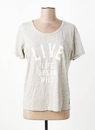 Tricou serigrafie mâneci scurte gri MAISON SCOTCH femme