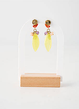 Cercei închidere cu buton apăsător galben NATURE BIJOUX femeie