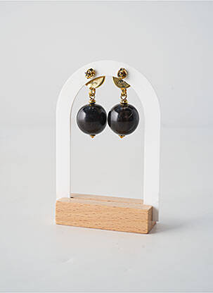 Cercei închidere cu buton apăsător negru NATURE BIJOUX femeie