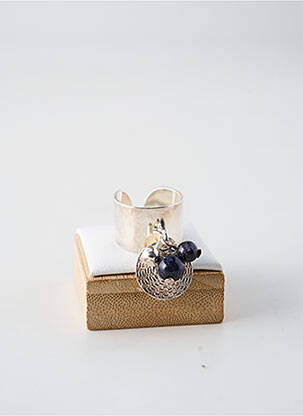 Inel materiale placate cu argint albastru SECRET DE CUIR femeie