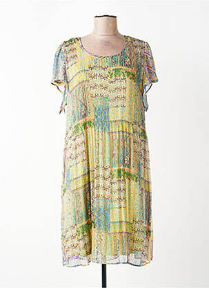 Rochie midi croială fluidă mâneci scurte verde TINTA STYLE femeie