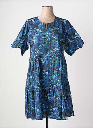 Rochie midi imprimeu fantezie mâneci scurte albastru RHUM RAISIN femeie