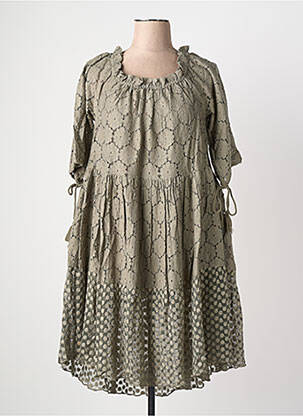Rochie midi mâneci 3/4 mâneci 3/4 verde RHUM RAISIN femeie