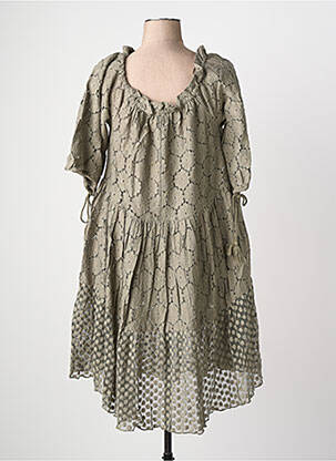 Rochie midi mâneci 3/4 mâneci 3/4 verde RHUM RAISIN femeie