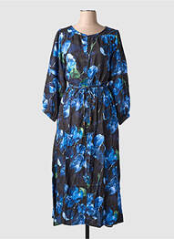 Rochie lungă imprimeu fantezie mâneci lungi albastru RHUM RAISIN femeie