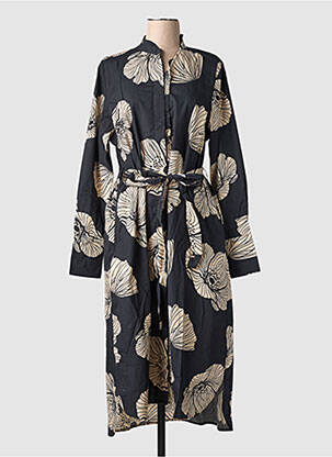 Rochie midi imprimeu floral mâneci lungi negru RHUM RAISIN femeie