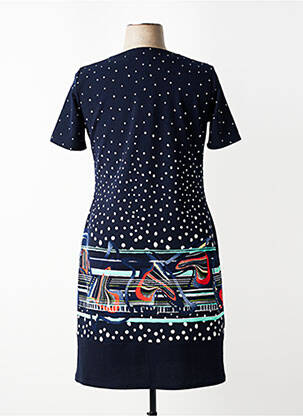 Rochie midi imprimeu fantezie mâneci scurte albastru GEVANA femeie