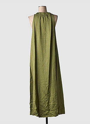 Rochie lungă croială evazată fără mâneci verde LAUREN VIDAL femeie