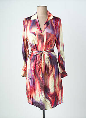 Rochie midi imprimeu fantezie mâneci lungi violet LAUREN VIDAL femeie