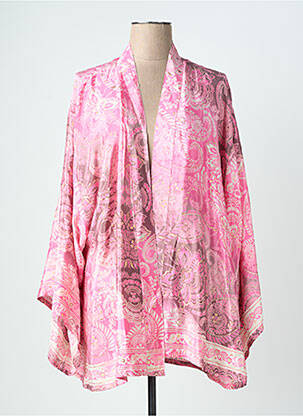 Jachete kimono mâneci lungi roz LAUREN VIDAL femeie