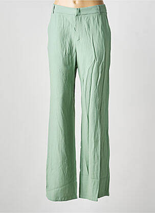 Pantalon larg țesătură crep mărime normală verde LAUREN VIDAL femeie
