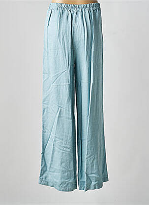 Pantalon larg țesătură crep talie înaltă verde LAUREN VIDAL femeie