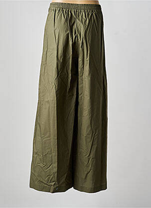 Pantalon larg țesătură poplin mărime normală verde LAUREN VIDAL femeie