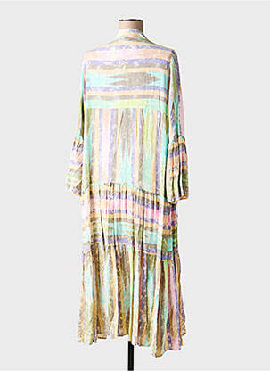 Rochie lungă imprimeu fantezie mâneci lungi bej LAST QUEEN femeie