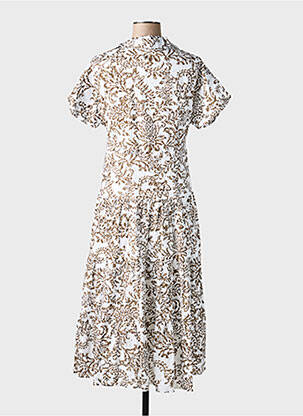 Rochie midi imprimeu fantezie mâneci scurte maro GOA femeie