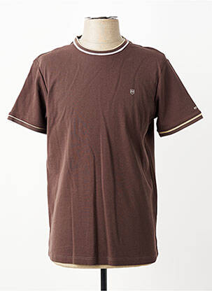 Tricou broderie mâneci scurte maro REVER MILE bărbat