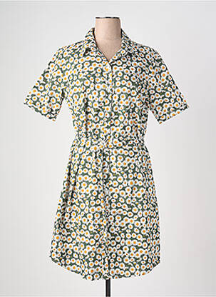 Rochie midi imprimeu fantezie mâneci scurte verde NUMEROLOGIE femeie