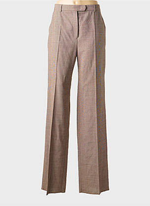 Pantalon drept închidere cu fermoar sub clapetă cu cârlig maro MAX MARA femeie