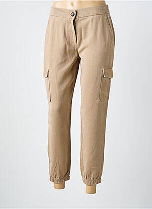 Pantalon 7/8 închidere cu fermoar sub clapetă cu nasturi bej LCDN femeie