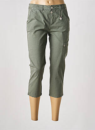 Pantalon 7/8 țesătură poplin mărime normală verde ANNA MONTANA femeie