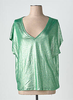 Top mâneci scurte mâneci scurte verde MAJESTIC FILATURES femeie