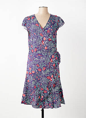 Rochie midi imprimeu fantezie mâneci scurte violet ESPRIT DE LA MER femeie