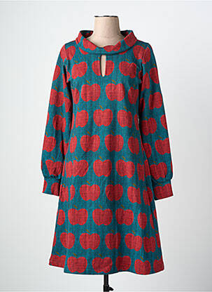 Rochie midi imprimeu fantezie mâneci lungi verde MARGOT femeie