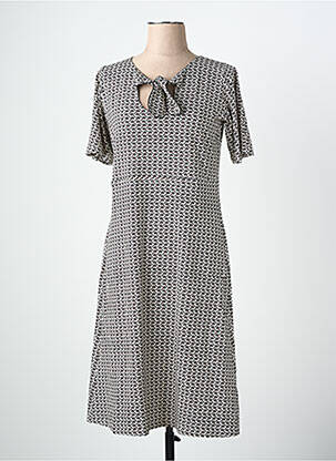 Rochie midi imprimeu fantezie mâneci scurte negru MARGOT femeie