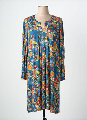 Rochie midi imprimeu floral mâneci lungi albastru ANTOINE & LILI femeie