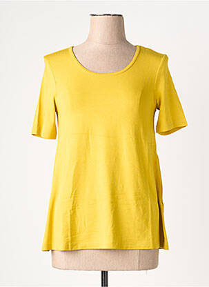 Tricou guler rotund mâneci scurte galben BY BASICS femeie