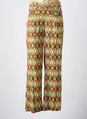 Pantalon drept țesătură poplin mărime normală verde KALI YOG femeie