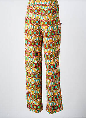 Pantalon drept țesătură poplin mărime normală verde KALI YOG femeie