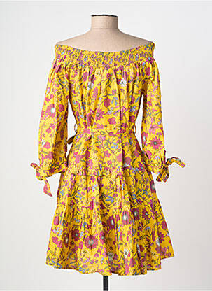 Rochie scurtă mâneci 3/4 mâneci 3/4 galben RHUM RAISIN femeie